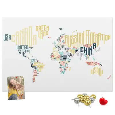 Printed Cork Memo Board with Country Names