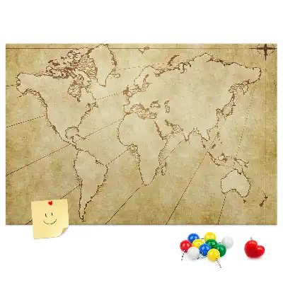 Cork memo board Old world map