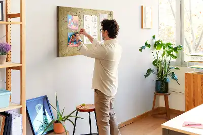 Cork memo board with an old world map design