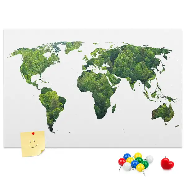 Green Forest Map Printed Cork Board
