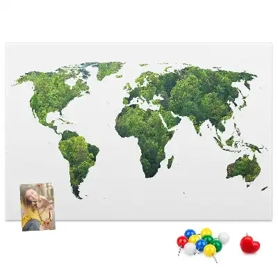 Green Forest Map Printed Cork Board