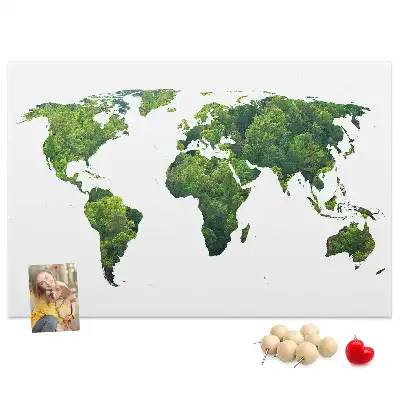 Green Forest Map Printed Cork Board