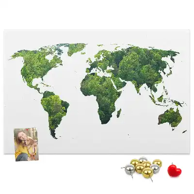 Green Forest Map Printed Cork Board