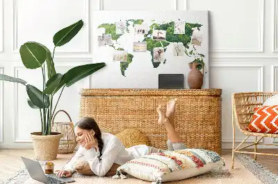 Green Forest Map Printed Cork Board