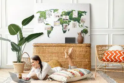 Green Forest Map Printed Cork Board