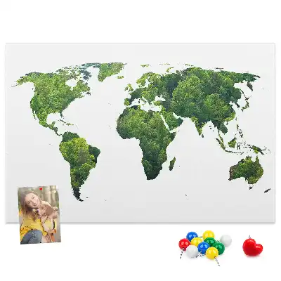 Green Forest Map Printed Cork Board