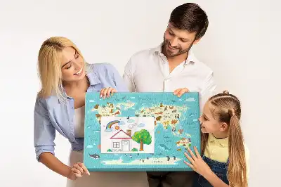 Printed Cork Memo Board Animal world map