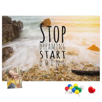 Printed Cork Memo Board with Motivational Text