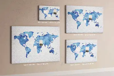 Watercolor World Map Printed Cork Board