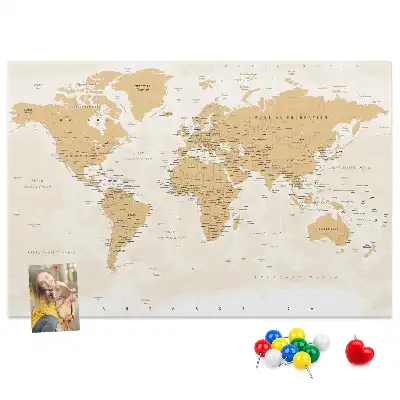 Printed Cork Board Political World Map