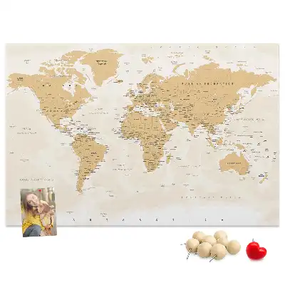 Printed Cork Board Political World Map