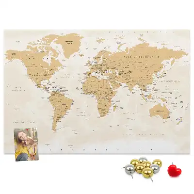 Printed Cork Board Political World Map