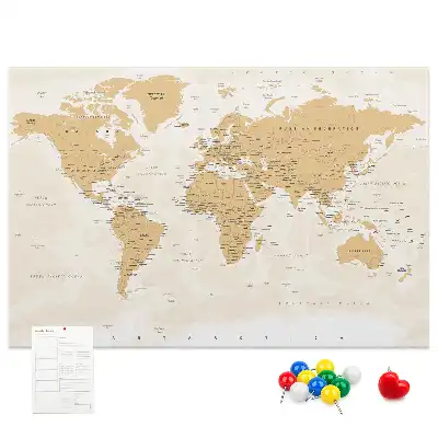 Printed Cork Board Political World Map
