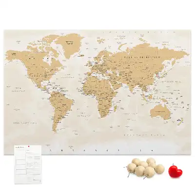 Printed Cork Board Political World Map