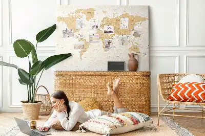 Printed Cork Board Political World Map