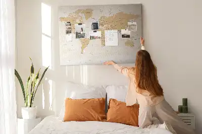 Printed Cork Board Political World Map