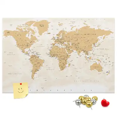 Printed Cork Board Political World Map