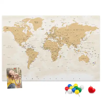 Printed Cork Board Political World Map