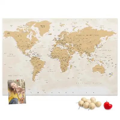 Printed Cork Board Political World Map