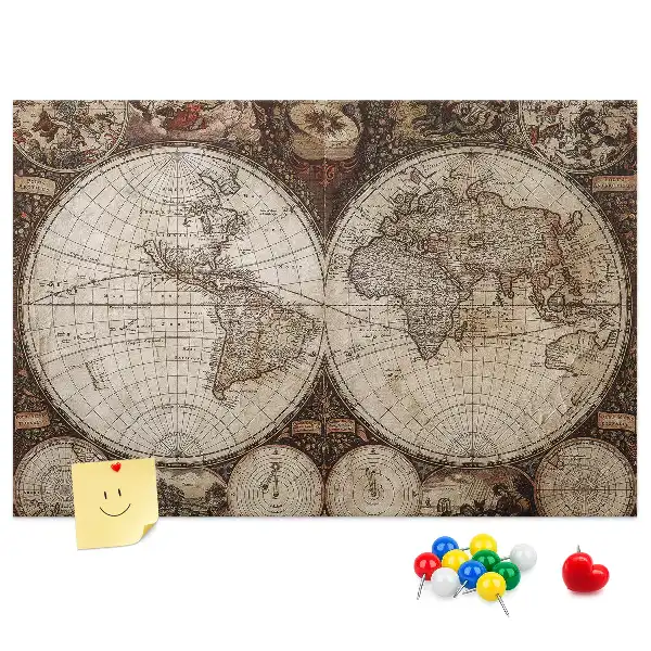 Printed Old World Map Cork Board