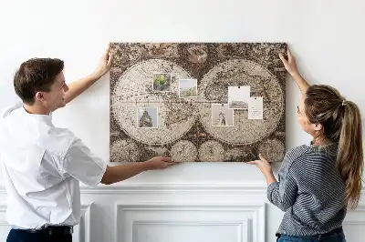 Printed Old World Map Cork Board