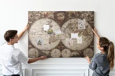Printed Old World Map Cork Board