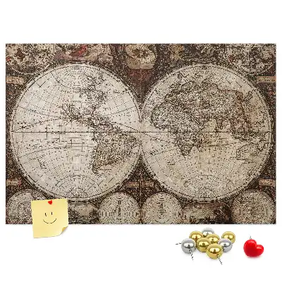 Printed Old World Map Cork Board