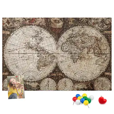 Printed Old World Map Cork Board
