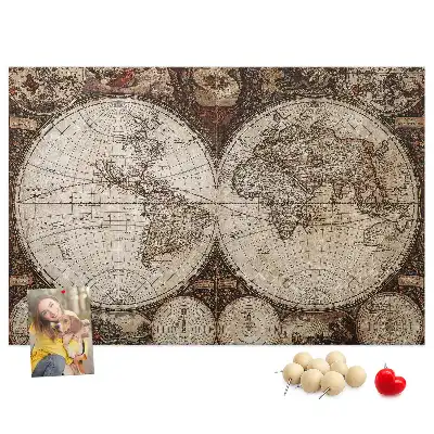Printed Old World Map Cork Board