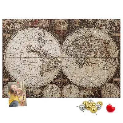 Printed Old World Map Cork Board