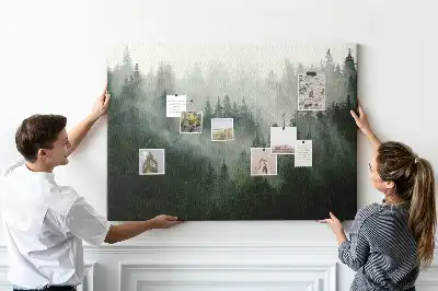 Printed Cork Memo Board Misty forest