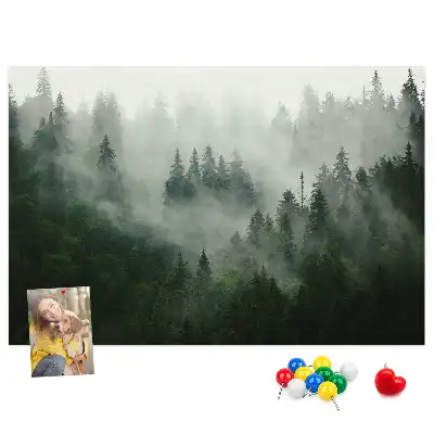Printed Cork Memo Board Misty forest