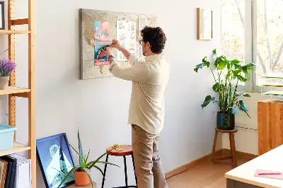 Printed World Map Cork Memo Board