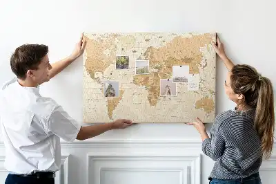 Printed World Map Cork Memo Board