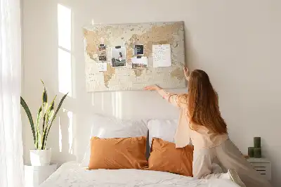 Printed World Map Cork Memo Board