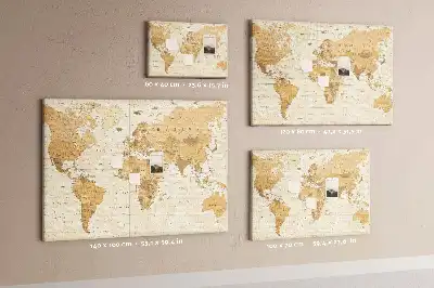 Printed World Map Cork Memo Board