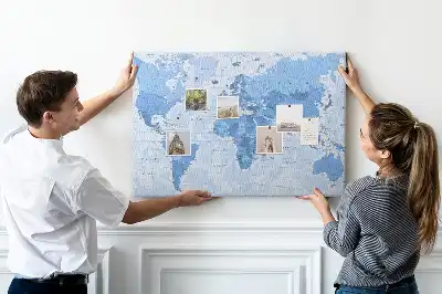 Political World Map Cork Memo Board