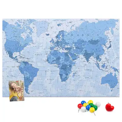 Political World Map Cork Memo Board