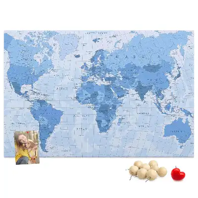 Political World Map Cork Memo Board