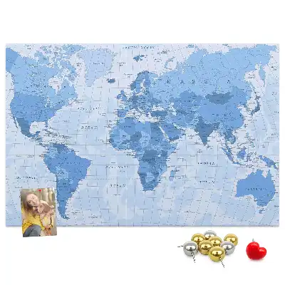 Political World Map Cork Memo Board