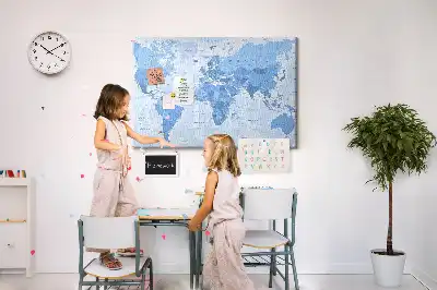 Political World Map Cork Memo Board