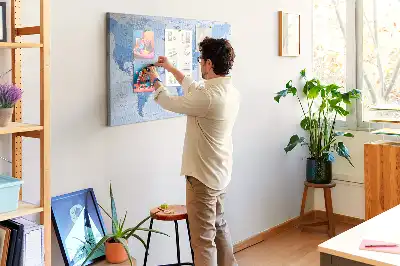 Political World Map Cork Memo Board