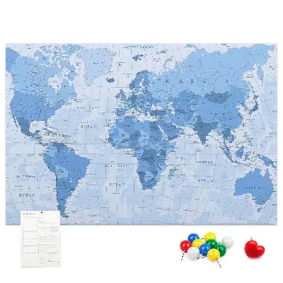 Political World Map Cork Memo Board