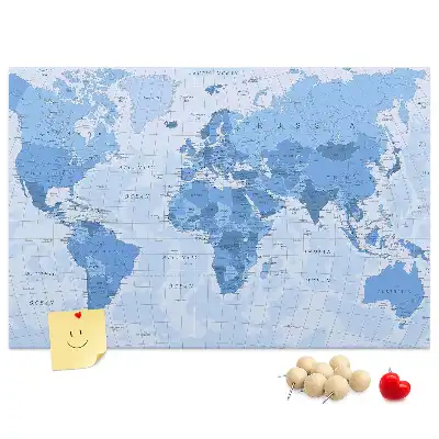 Political World Map Cork Memo Board