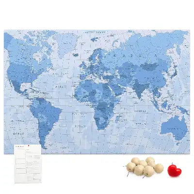 Political World Map Cork Memo Board