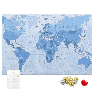 Political World Map Cork Memo Board