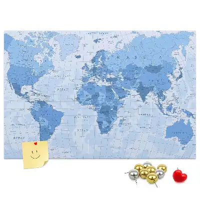 Political World Map Cork Memo Board