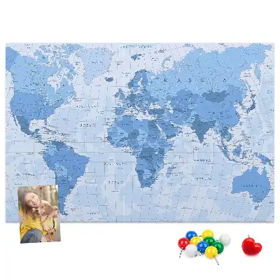 Political World Map Cork Memo Board