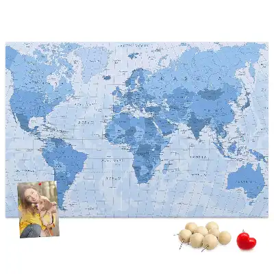 Political World Map Cork Memo Board