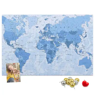 Political World Map Cork Memo Board